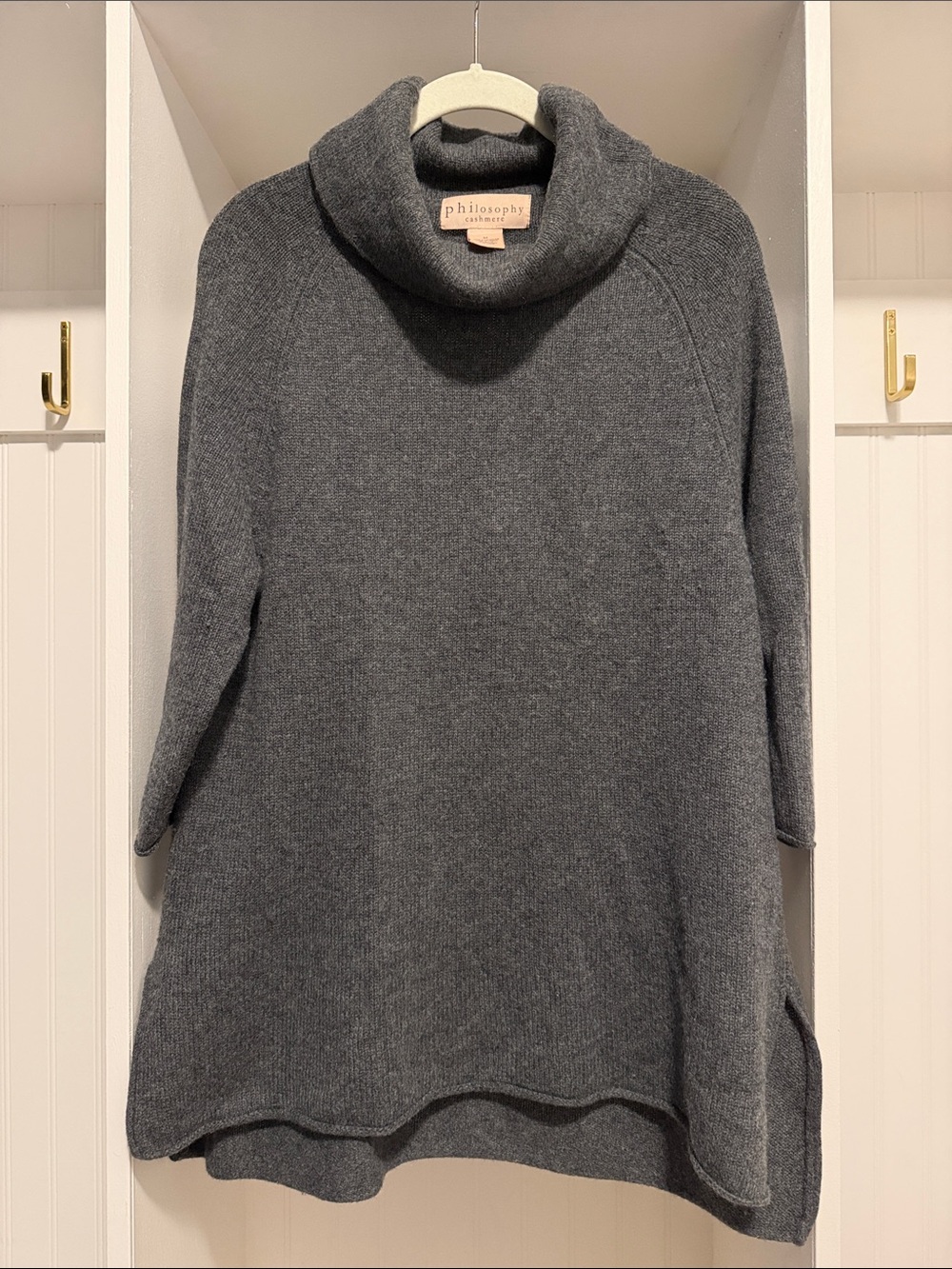100 % Cashmere Philosophy Charcoal Gray Cowl Neck Sweater